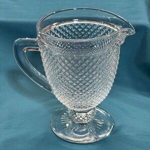 Ivima 1895 Clear Glass Carafe Pitcher Diamond Point Hobnail Pedestal Portugal